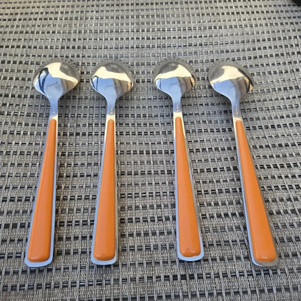Fiesta Merengue Soup Spoons Flatware Lot of‎ 4 Tangerine Orange Fiestaware